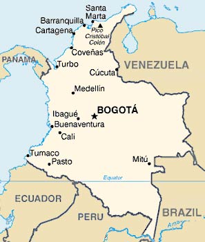 carte Colombie